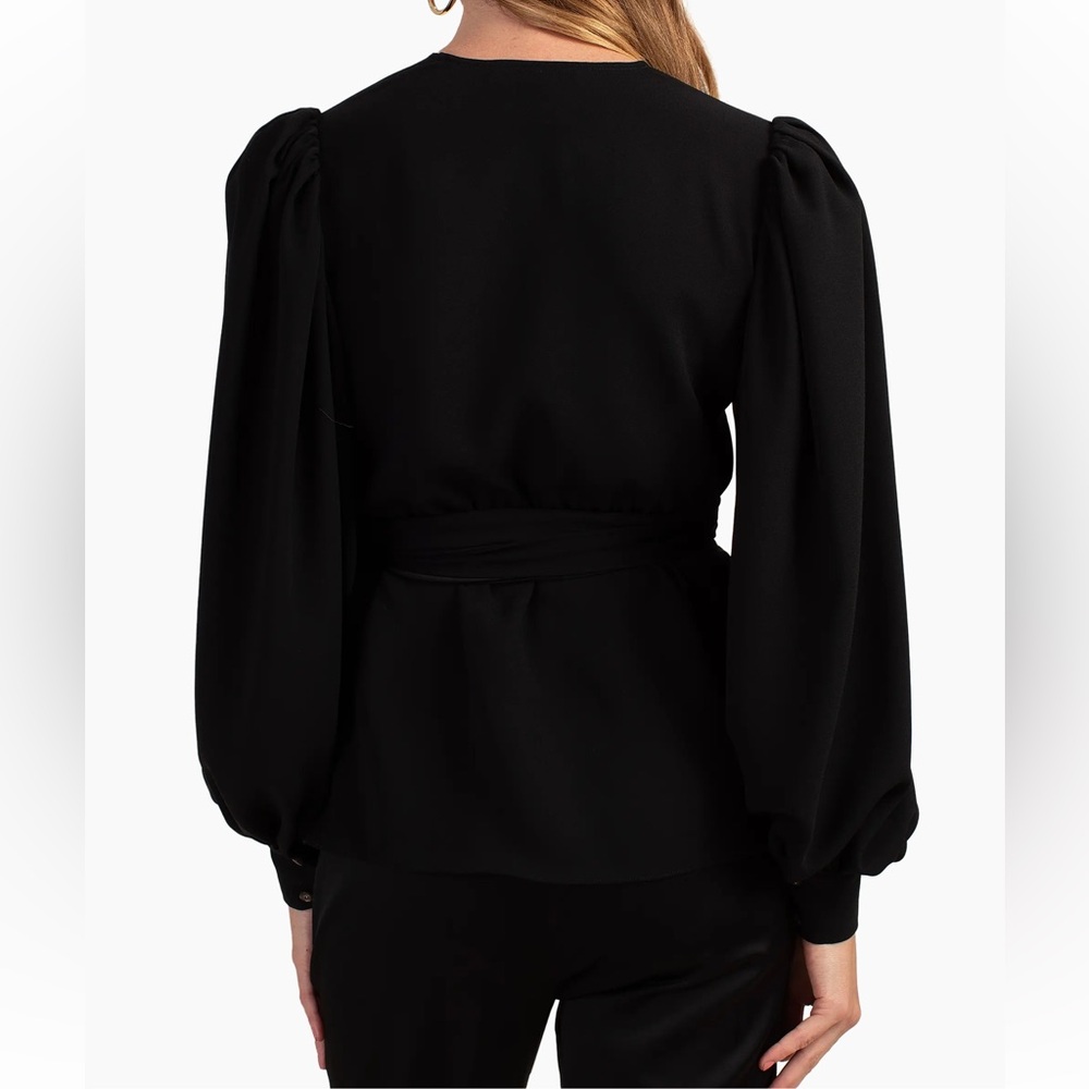 Trina Turk Black Aquatic Wrap Blouse - Picture 2 of 12